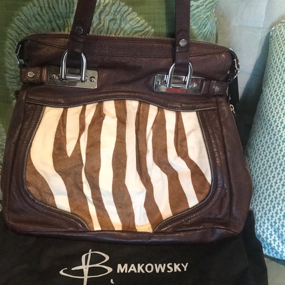 EUC B. Makowsky leather & cow hair brown bag,All Products : American Fashion Style Bags On Sale